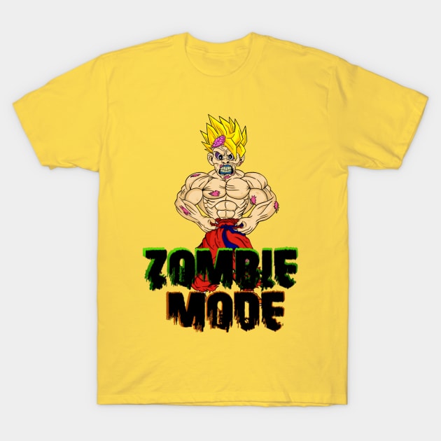 Zombie Goku with Black writing T-Shirt by Madness Within